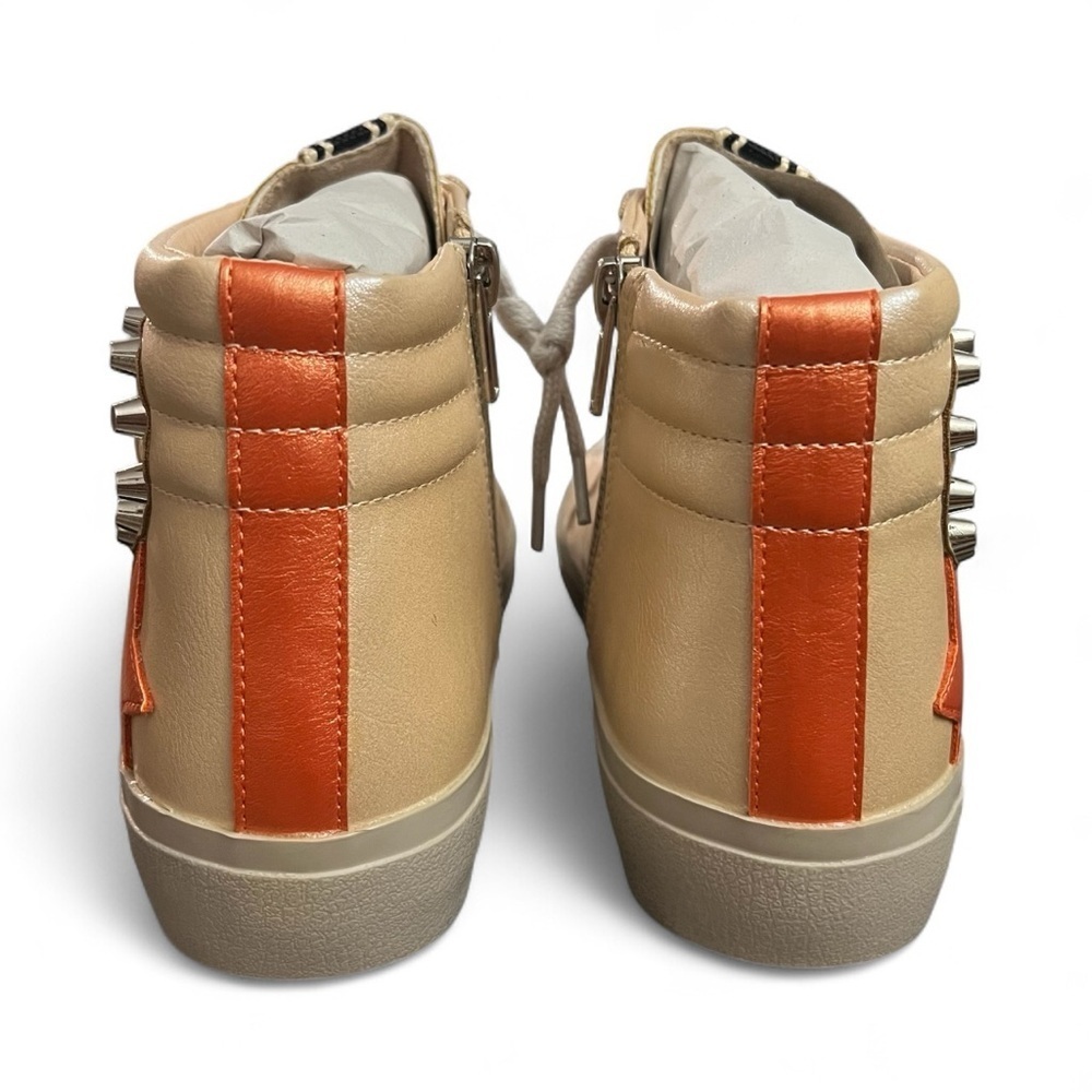 Shushop High Top Metallic Sneakers Women’s 7.5 Studded Retro Rock Punk Grunge - Picture 6 of 9